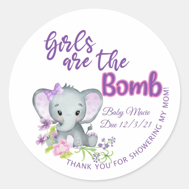 Girls are the BOMB, bath bomb or cocoa bomb labels (Front)