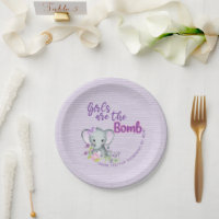 Girls are the Bomb Purple elephant Paper Plate