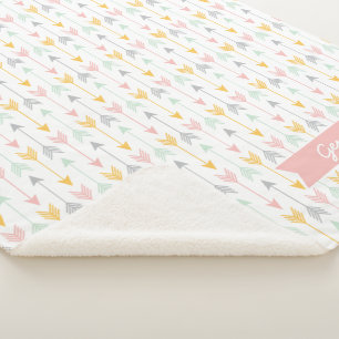 Girls Arrow Blanket Pink, Gold, Mint, Grey
