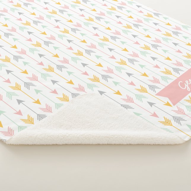 Girls Arrow Blanket | Pink, Gold, Mint, Grey (3/4)