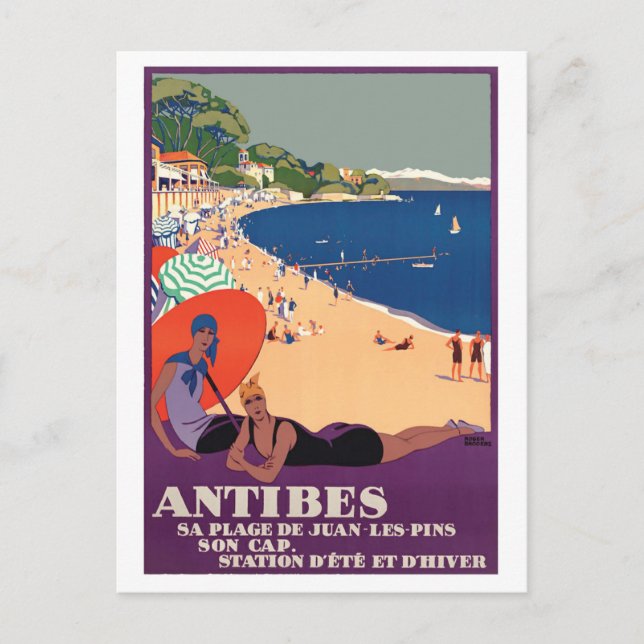 Girls at Antibes Beach, France, French Riviera Postcard (Front)