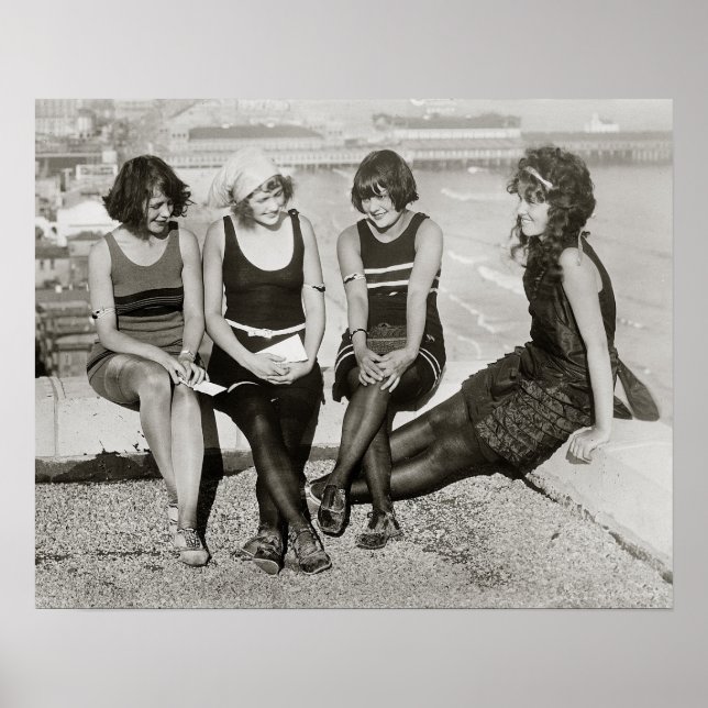 Girls at Atlantic City Beach, 1922. Vintage Photo Poster (Front)