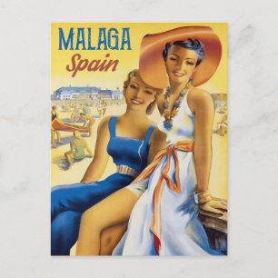 Girls at Malaga Beach, Spain Postcard