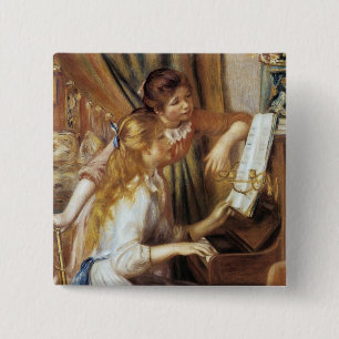 Girls at the Piano 15 Cm Square Badge