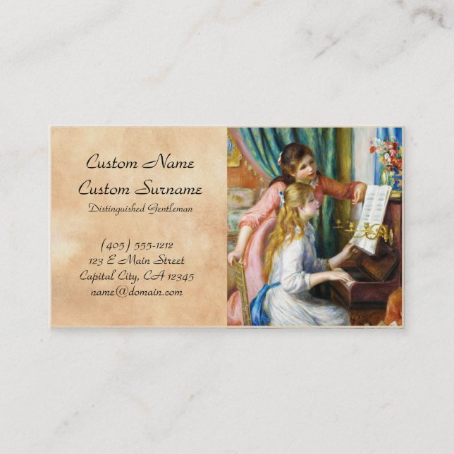 Girls at the Piano Pierre Auguste Renoir painting Business Card (Front)
