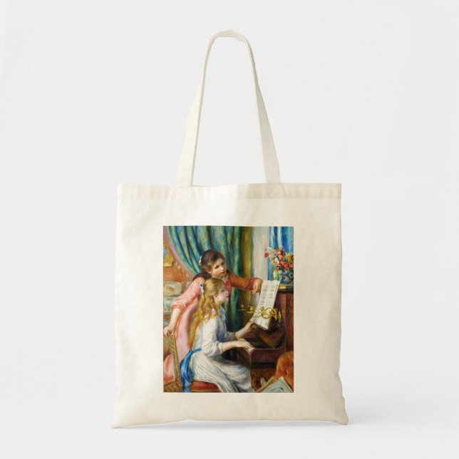 Girls at the Piano Pierre Auguste Renoir painting Tote Bag (Front)