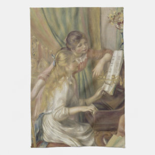 Girls at the Piano Renoir Impressionist Painting Tea Towel