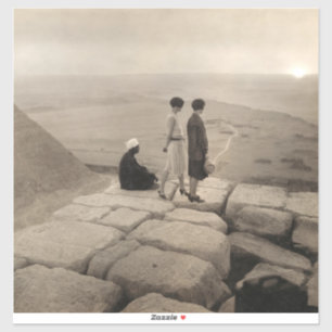 Girls Atop Khufu Pyramid in Egypt Sunrise 1920  