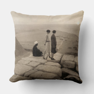 Girls Atop Khufu Pyramid in Egypt Sunrise 1920  Cushion