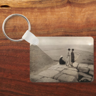 Girls Atop Khufu Pyramid in Egypt Sunrise 1920   Key Ring