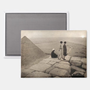 Girls Atop Khufu Pyramid in Egypt Sunrise 1920 Magnet