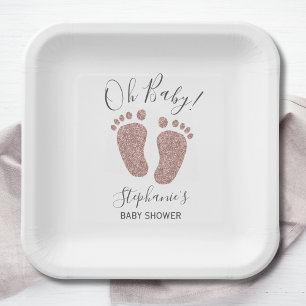 Girl's Baby Shower Oh Baby Paper Plate