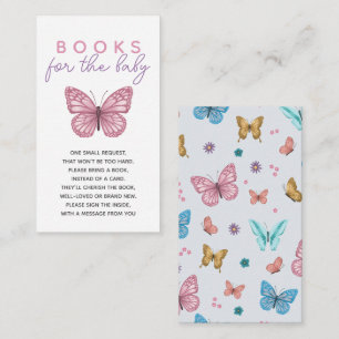 Girls Baby Shower Pink Butterfly Books For Baby Enclosure Card