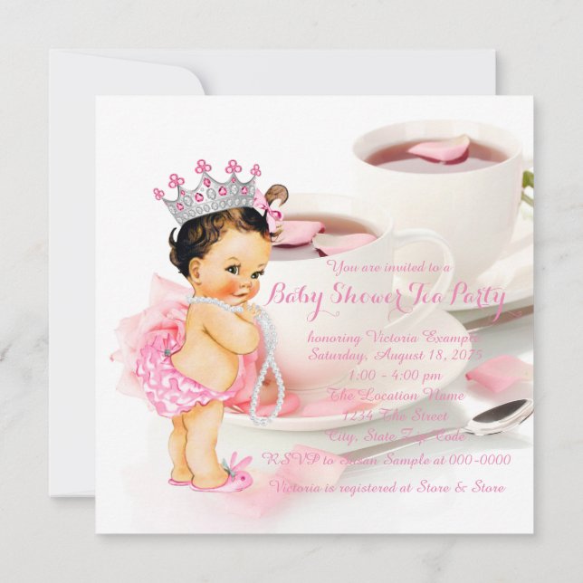 Girls Baby Shower Tea Party Invitation (Back)