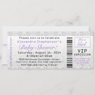 Girl's Baby Shower Ticket Invitations