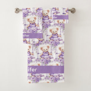 Girl's Baby & Toddler Bath Towel Set Custom Name