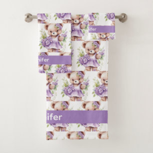 Girl's Baby & Toddler Bath Towel Set Custom Name