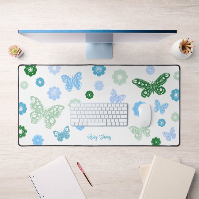 Girls Back to School Butterflies and Flowers  Desk Mat (Office 1)