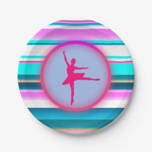 Girls Ballerina Dance Stripes  Paper Plate