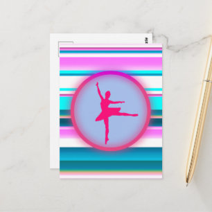 Girls Ballerina Dance Stripes   Postcard