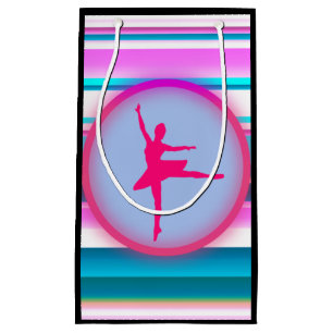 Girls Ballerina Dance Stripes    Small Gift Bag