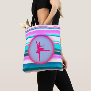 Girls Ballerina Dance Stripes   Tote Bag