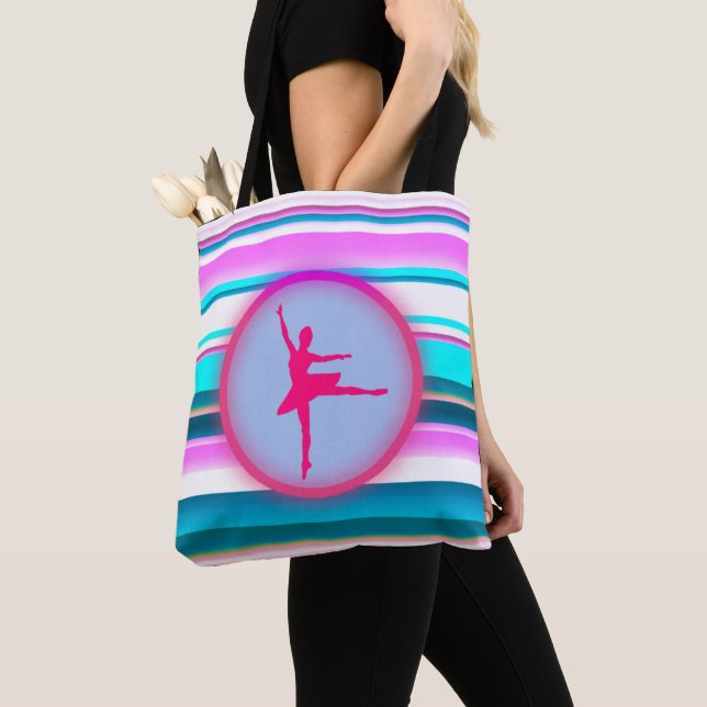 Girls Ballerina Dance Stripes   Tote Bag (Close Up)