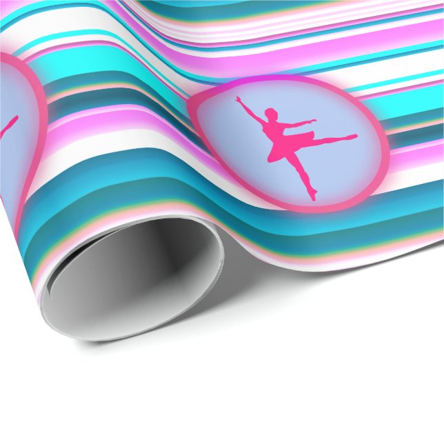 Girls Ballerina Dance Stripes  Wrapping Paper (Roll Corner)