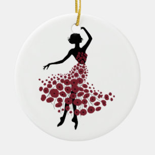 Girls Ballet Recitals Ballerina Floral Dance Pract Ceramic Ornament