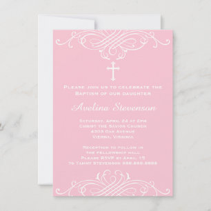 Girls Baptism Christening First Communion Invitation