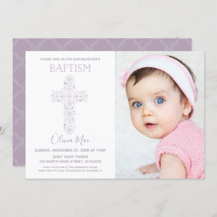 Girl's Baptism, Christening Invitation with Photo