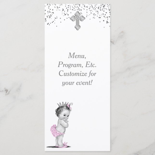 Girls Baptism Christening Menu Program (Front)