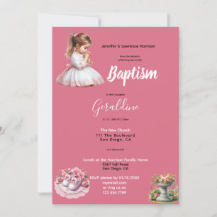 Girl's Baptism Pink Personalised Invitation