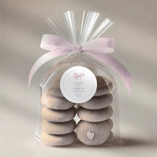 Girls Baptism Thank You Sticker – Blush Pink Bow