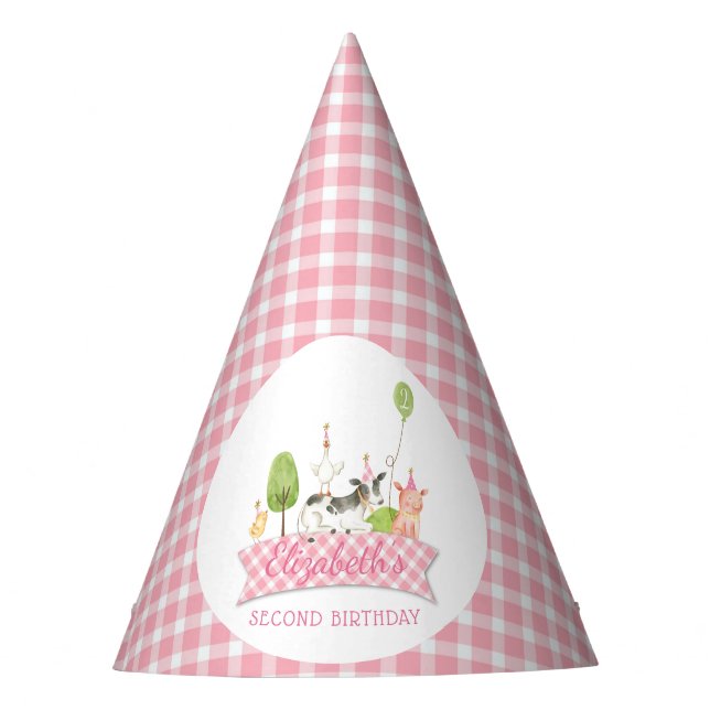Girls Barnyard Birthday Party Hat (Front)
