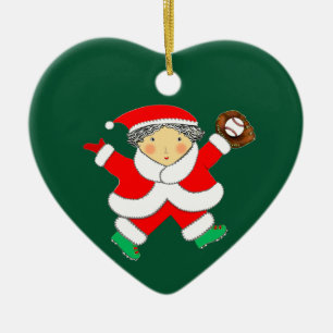 Girls Baseball Ceramic Ornament