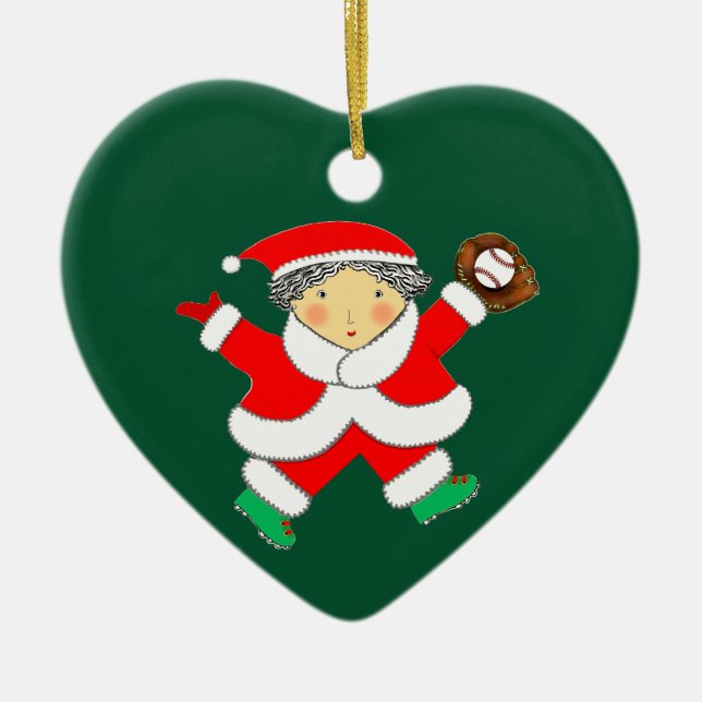 Girls Baseball Ceramic Ornament (Front)