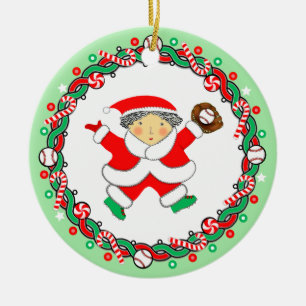 Girls Baseball Ceramic Ornament