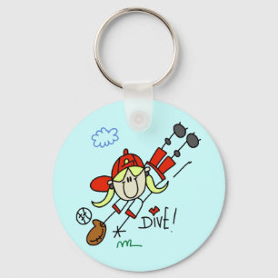 Girls Baseball Dive Tshirts and Gifts Key Ring