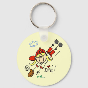 Girls Baseball Dive Tshirts and Gifts Key Ring