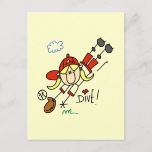 Girls Baseball Dive Tshirts and Gifts Postcard