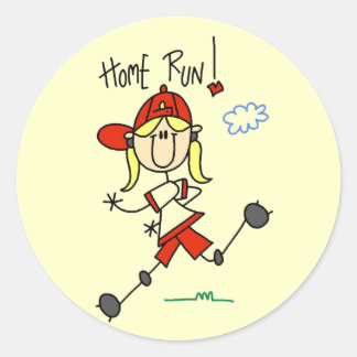 Girls Baseball Home Run Tshirts and Gifts Classic Round Sticker