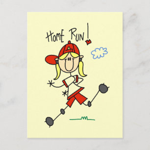 Girls Baseball Home Run Tshirts and Gifts Postcard