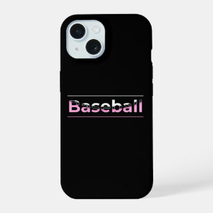 Girls Baseball - Pink Geometric Typography iPhone 15 Case