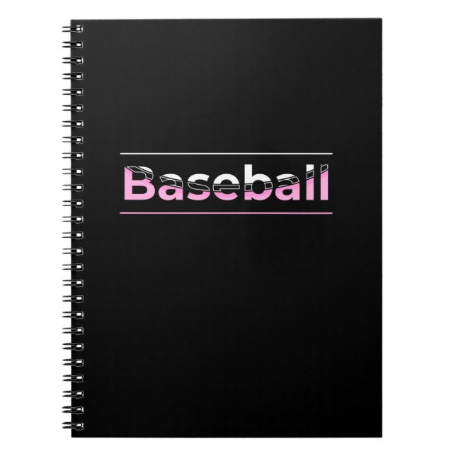 Girls Baseball - Pink Geometric Typography Notebook (Front)