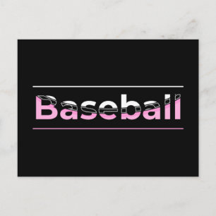 Girls Baseball - Pink Geometric Typography Postcard
