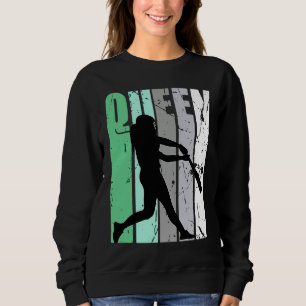 Girls Baseball Queen Softball Retro Graphic Green Sweatshirt