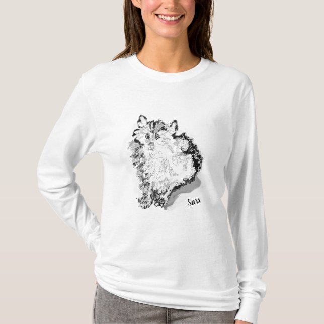 Girls Basic Long Sleeve T-Shirt : Little Kitten (Front)