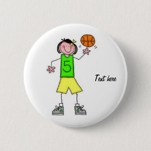Girls Basketball Button