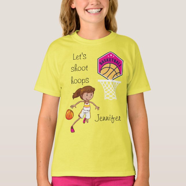 Girls Basketball "Let's Shoot Hoops" Custom T-Shirt (Front)